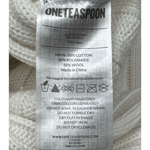 One Teaspoon Knit Sweater Size Small Oversized High Neck Split Sides High Low - Picture 8 of 9